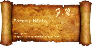 Forray Mária névjegykártya
