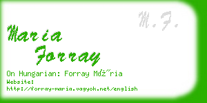 maria forray business card